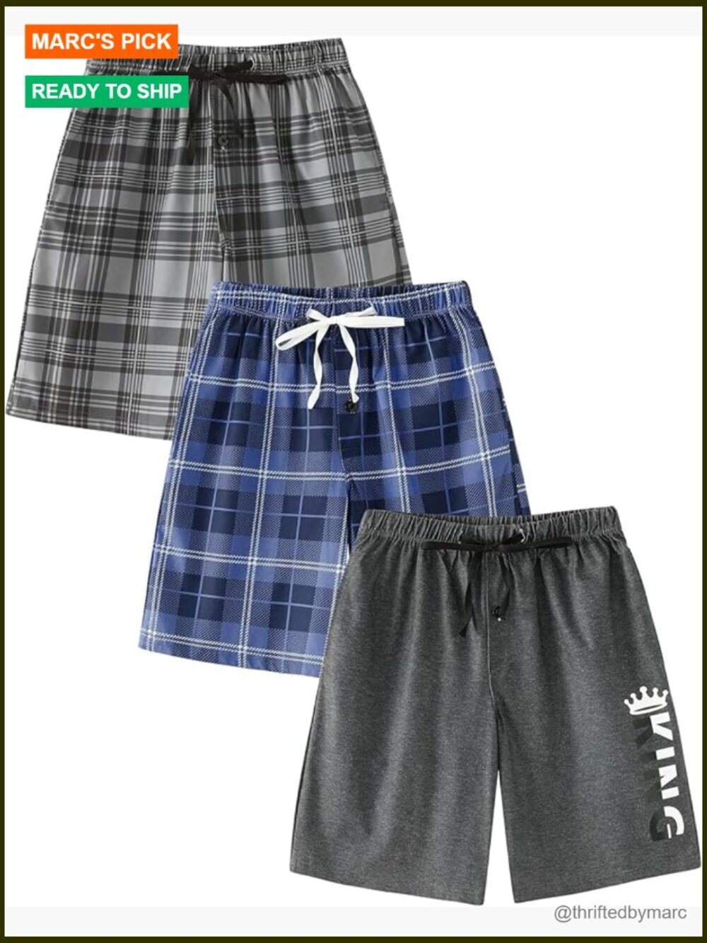 Men's Plaid Pajama Shorts 3-Pack Sleepwear with Pockets Lounge Summer Pj Bottom